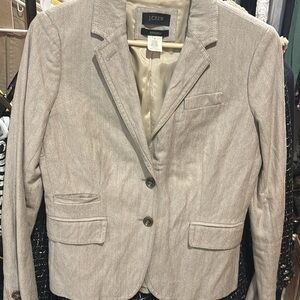 J. Crew Schoolboy Blazer 6 Tan Herringbone Pattern Rayon Blend Career size 2